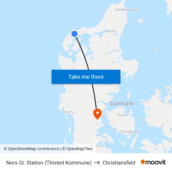 Nors Gl. Station (Thisted Kommune) to Christiansfeld map