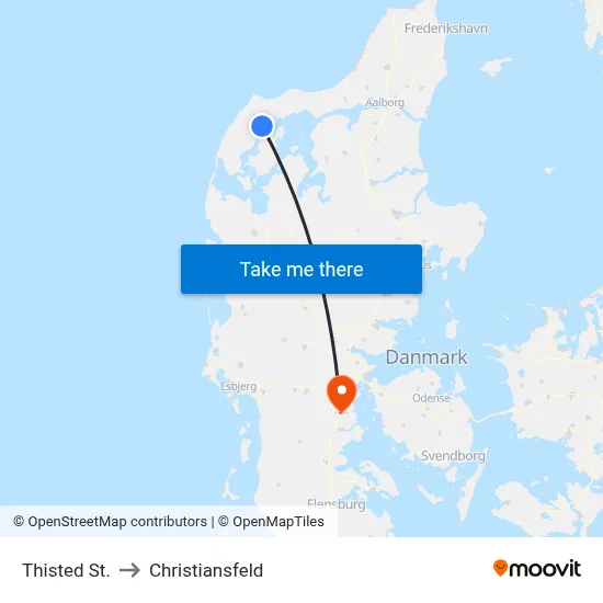 Thisted St. to Christiansfeld map
