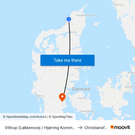 Vittrup (Løkkensvej / Hjørring Kommune) to Christiansfeld map