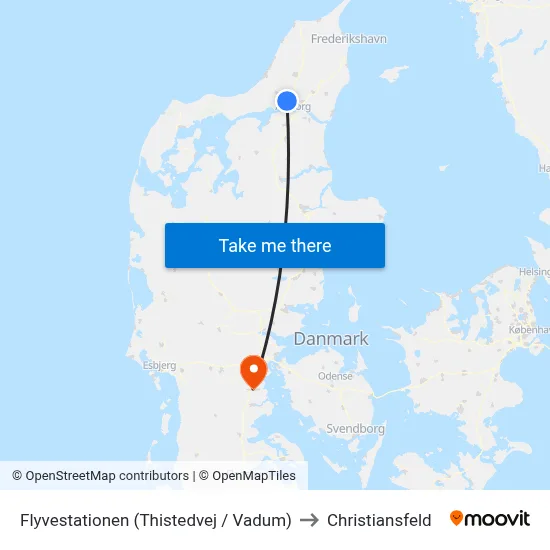 Flyvestationen (Thistedvej / Vadum) to Christiansfeld map