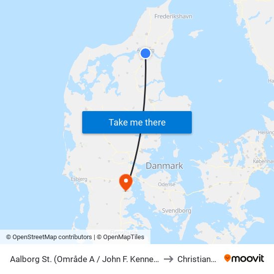 Aalborg St. (Område A / John F. Kennedys Plads) to Christiansfeld map