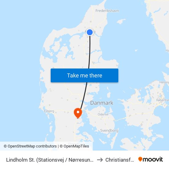 Lindholm St. (Stationsvej / Nørresundby) to Christiansfeld map