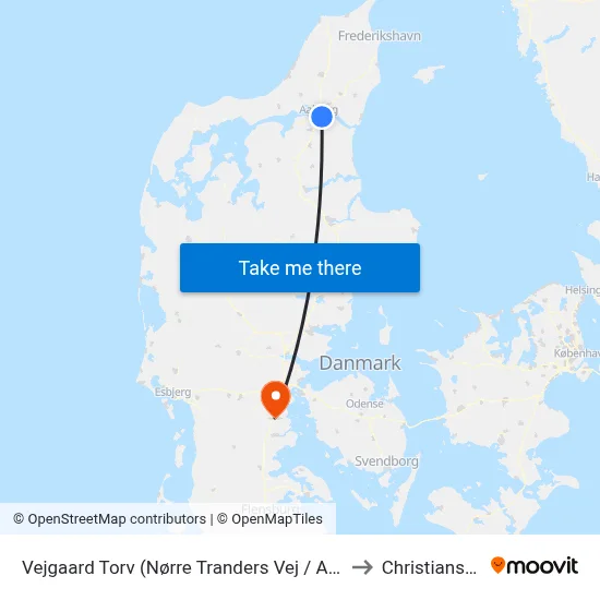 Vejgaard Torv (Nørre Tranders Vej / Aalborg) to Christiansfeld map
