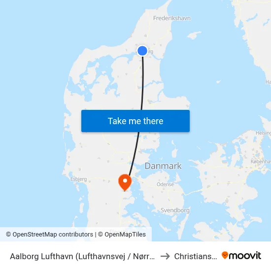 Aalborg Lufthavn (Lufthavnsvej / Nørresundby) to Christiansfeld map