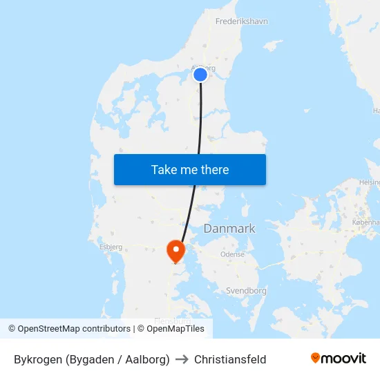 Bykrogen (Bygaden / Aalborg) to Christiansfeld map
