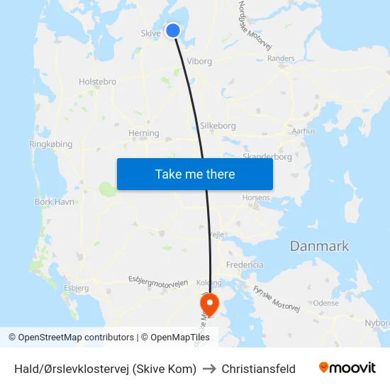 Hald/Ørslevklostervej (Skive Kom) to Christiansfeld map