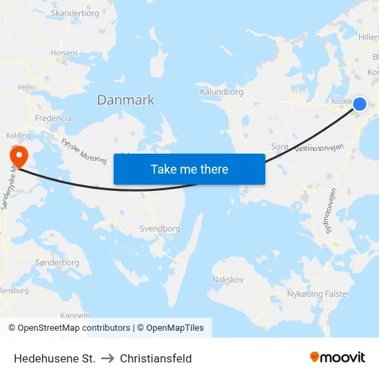 Hedehusene St. to Christiansfeld map