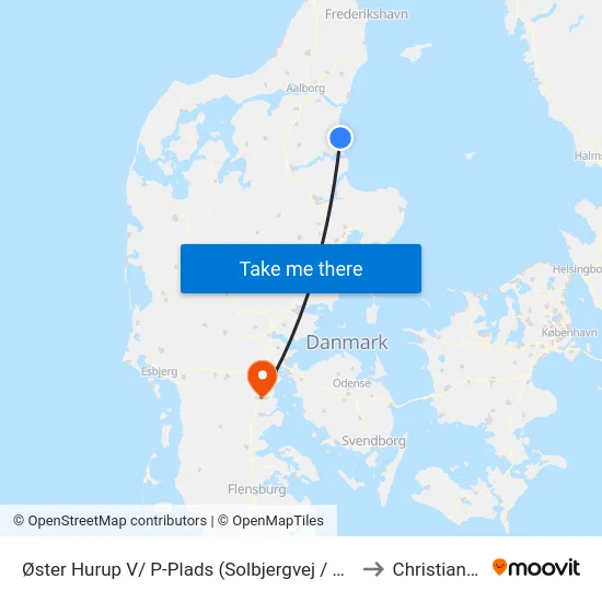 Øster Hurup V/ P-Plads (Solbjergvej / Øster Hurup) to Christiansfeld map