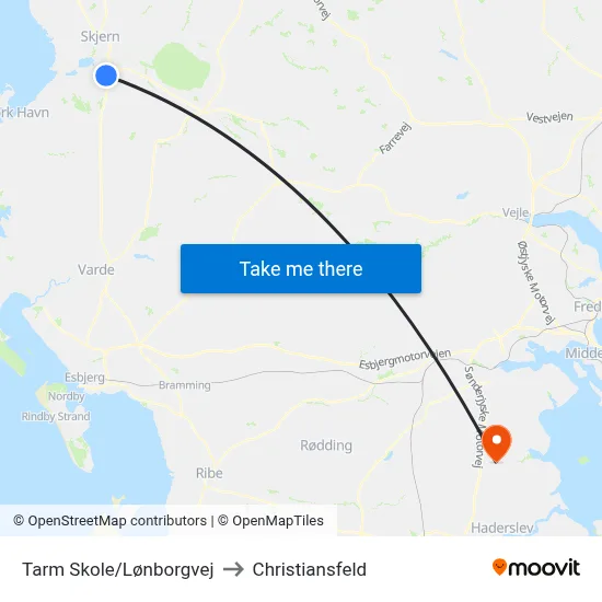 Tarm Skole/Lønborgvej to Christiansfeld map