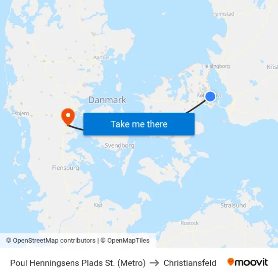 Poul Henningsens Plads St. (Metro) to Christiansfeld map