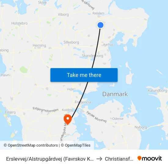 Erslevvej/Alstrupgårdvej (Favrskov Kom) to Christiansfeld map