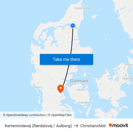 Kertemindevej (Rørdalsvej / Aalborg) to Christiansfeld map