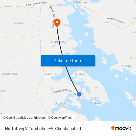 Hørtoftvej V Tornholm to Christiansfeld map