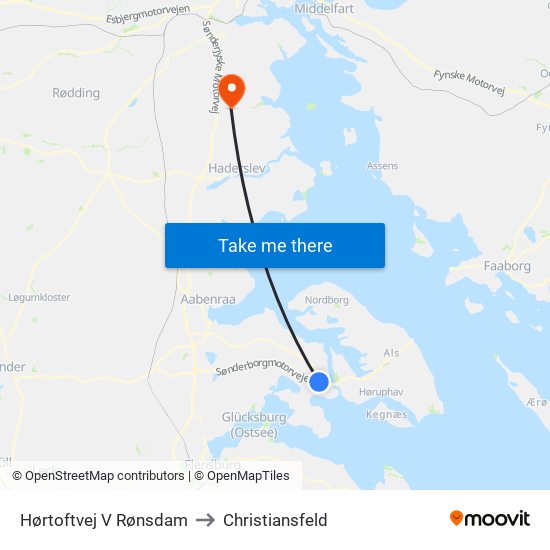 Hørtoftvej V Rønsdam to Christiansfeld map