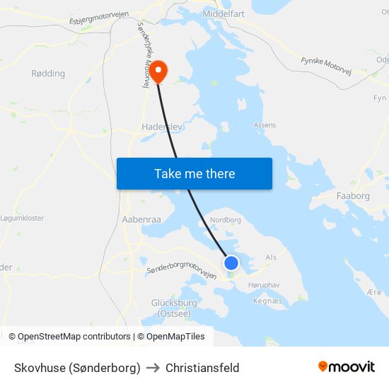 Skovhuse (Sønderborg) to Christiansfeld map