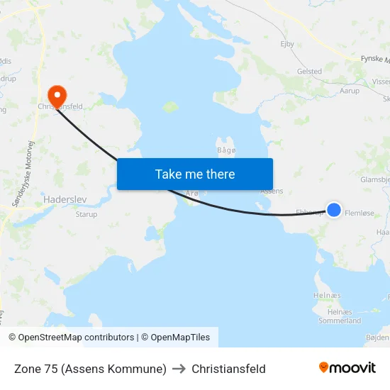 Zone 75 (Assens Kommune) to Christiansfeld map