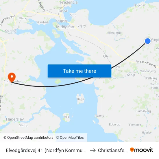 Elvedgårdsvej 41 (Nordfyn Kommune) to Christiansfeld map