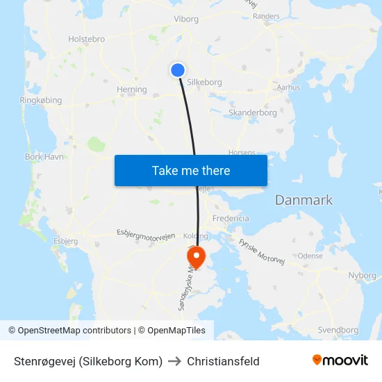 Stenrøgevej (Silkeborg Kom) to Christiansfeld map