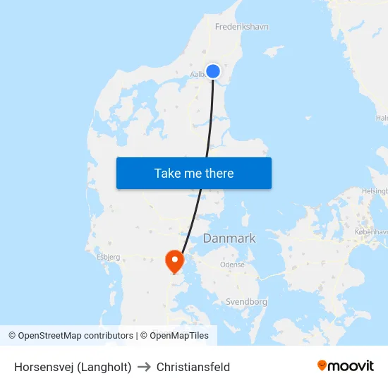 Horsensvej (Langholt) to Christiansfeld map