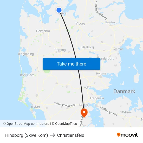 Hindborg (Skive Kom) to Christiansfeld map