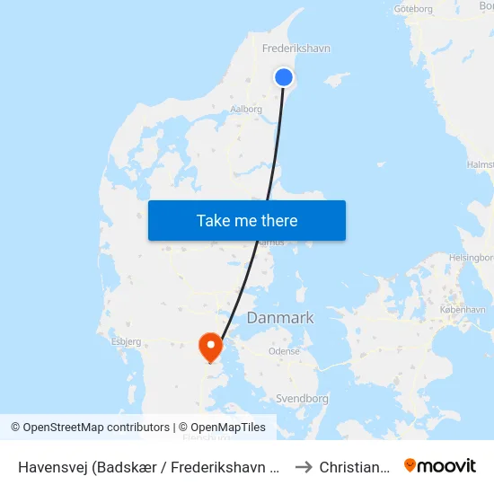 Havensvej (Badskær / Frederikshavn Kommune) to Christiansfeld map