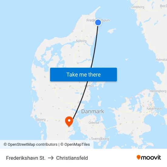 Frederikshavn St. to Christiansfeld map