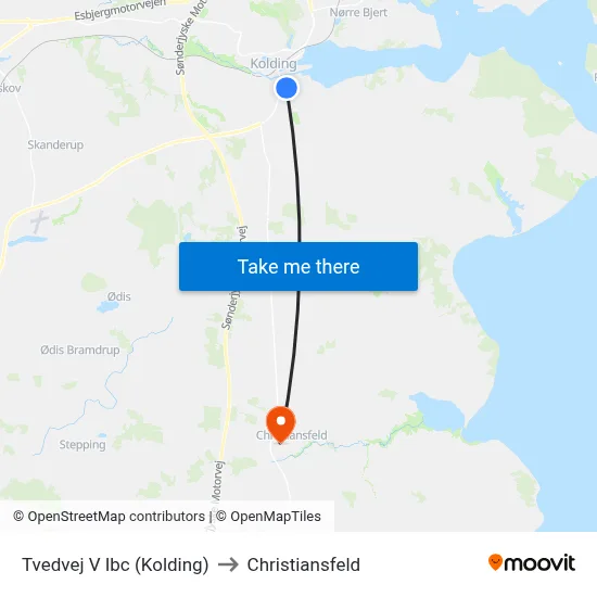Tvedvej V Ibc (Kolding) to Christiansfeld map