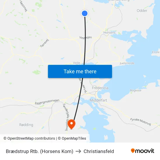 Brædstrup Rtb. (Horsens Kom) to Christiansfeld map