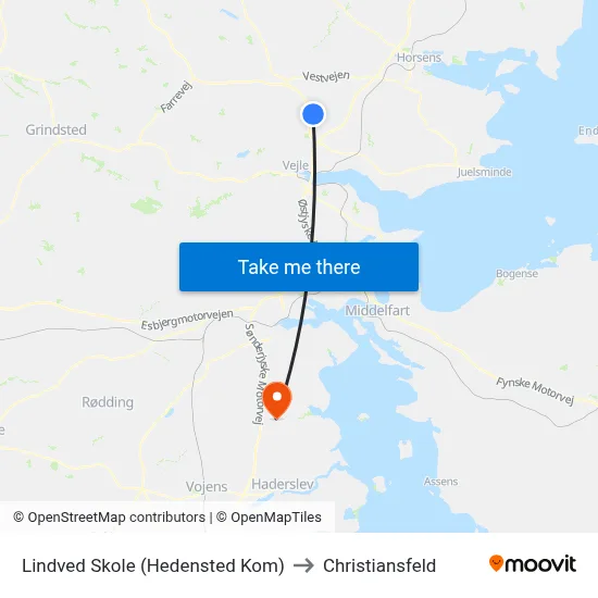Lindved Skole (Hedensted Kom) to Christiansfeld map