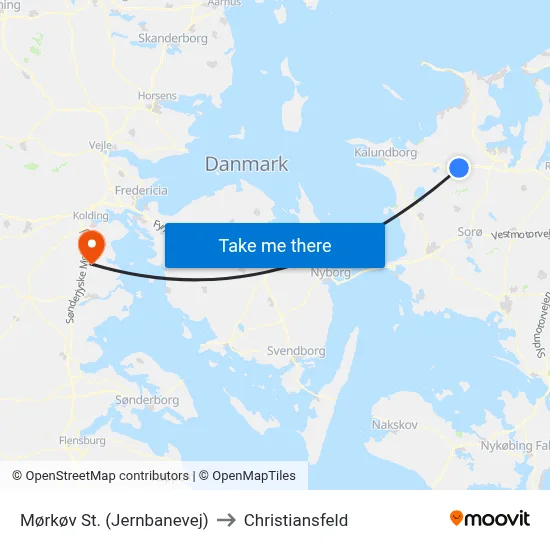 Mørkøv St. (Jernbanevej) to Christiansfeld map