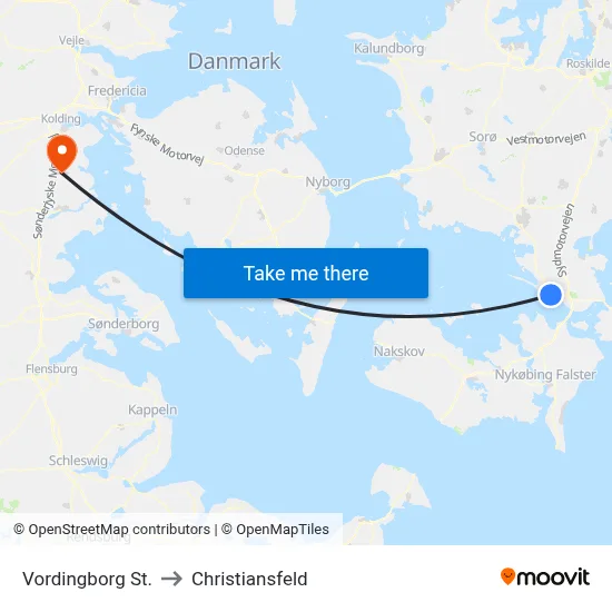 Vordingborg St. to Christiansfeld map