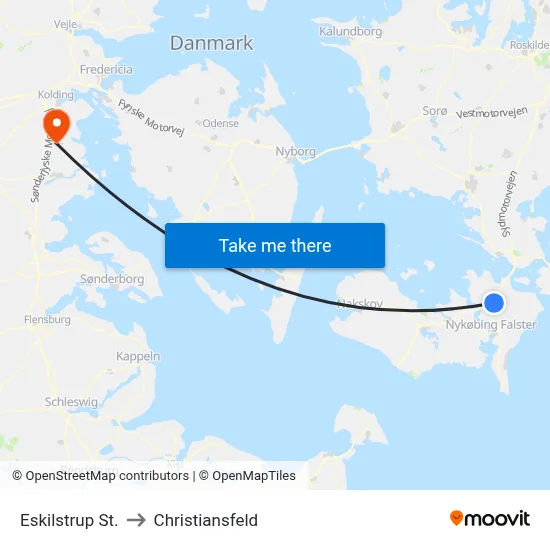 Eskilstrup St. to Christiansfeld map