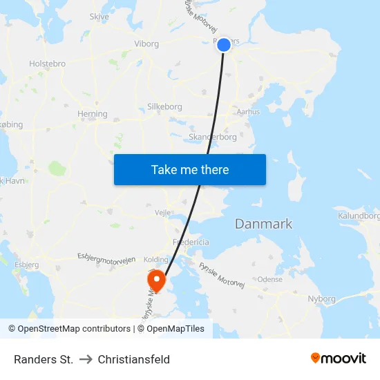 Randers St. to Christiansfeld map