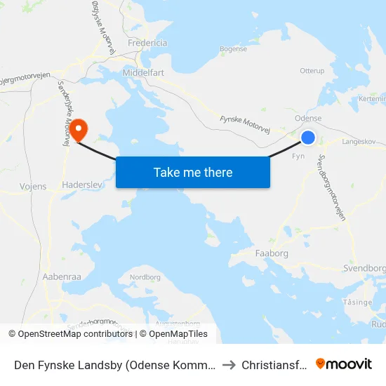Den Fynske Landsby (Odense Kommune) to Christiansfeld map