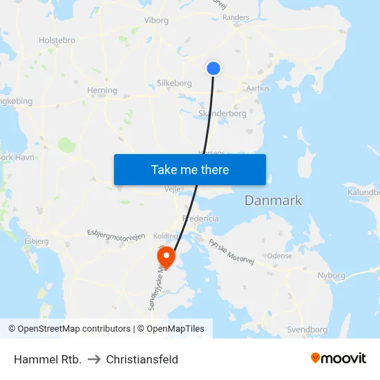 Hammel Rtb. to Christiansfeld map