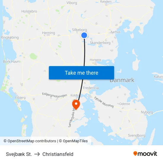 Svejbæk St. to Christiansfeld map