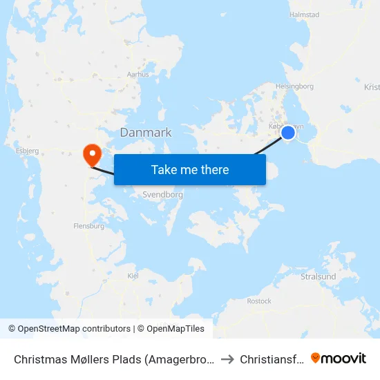Christmas Møllers Plads (Amagerbrogade) to Christiansfeld map
