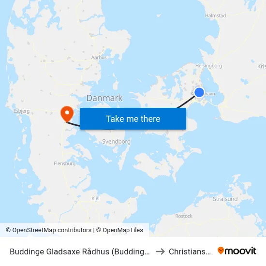Buddinge Gladsaxe Rådhus (Buddinge Torv) to Christiansfeld map