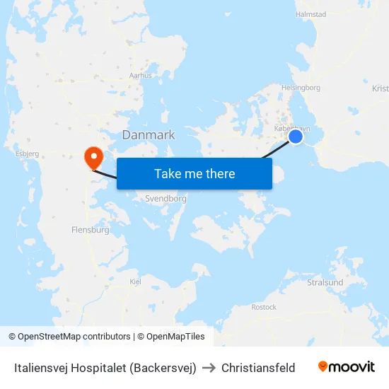 Italiensvej Hospitalet (Backersvej) to Christiansfeld map