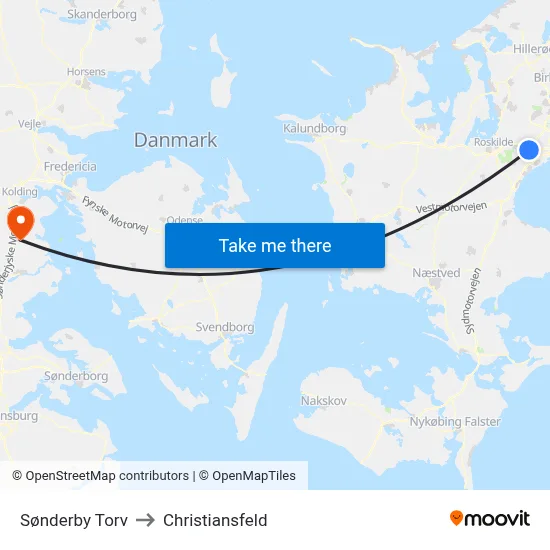 Sønderby Torv to Christiansfeld map