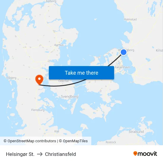 Helsingør St. to Christiansfeld map