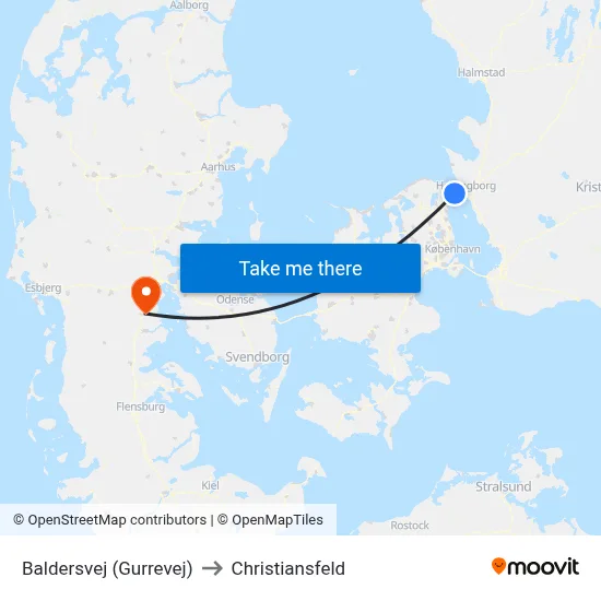 Baldersvej (Gurrevej) to Christiansfeld map