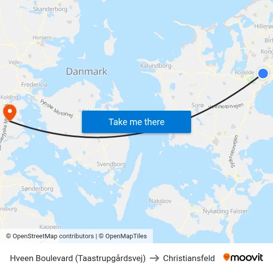 Hveen Boulevard (Taastrupgårdsvej) to Christiansfeld map