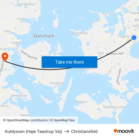 Kuldyssen (Høje Taastrup Vej) to Christiansfeld map