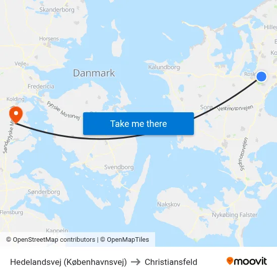 Hedelandsvej (Københavnsvej) to Christiansfeld map