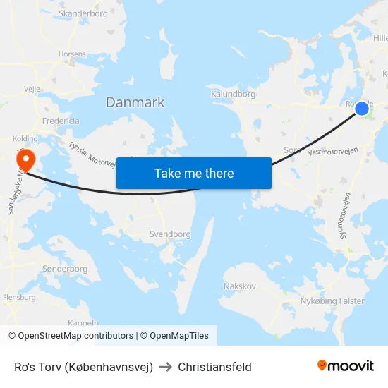 Ro's Torv (Københavnsvej) to Christiansfeld map