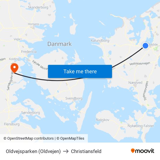 Oldvejsparken (Oldvejen) to Christiansfeld map