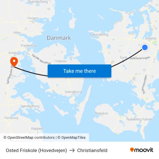 Osted Friskole (Hovedvejen) to Christiansfeld map