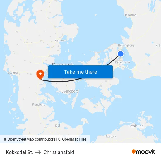 Kokkedal St. to Christiansfeld map