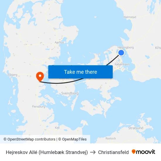Hejreskov Allé (Humlebæk Strandvej) to Christiansfeld map